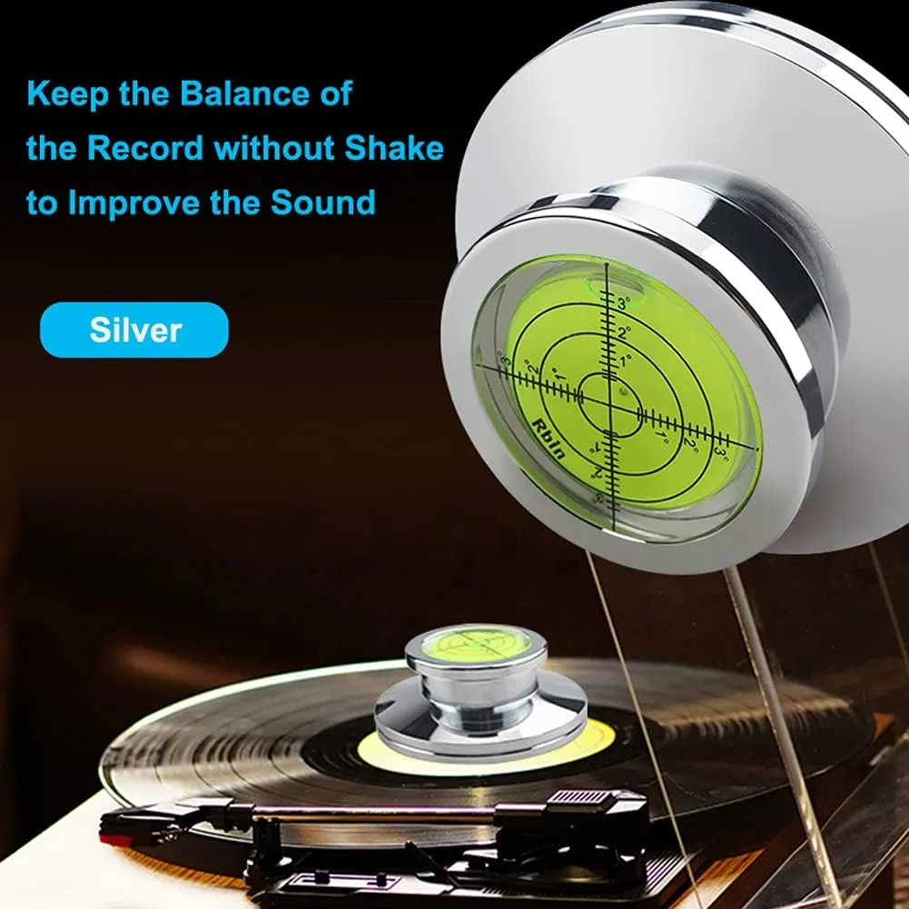 Aluminum Record Weight Stabilizer, HiFi Vinyl Clamp, Turntable Level with Bubble for Phonograph Turntable Record Players
