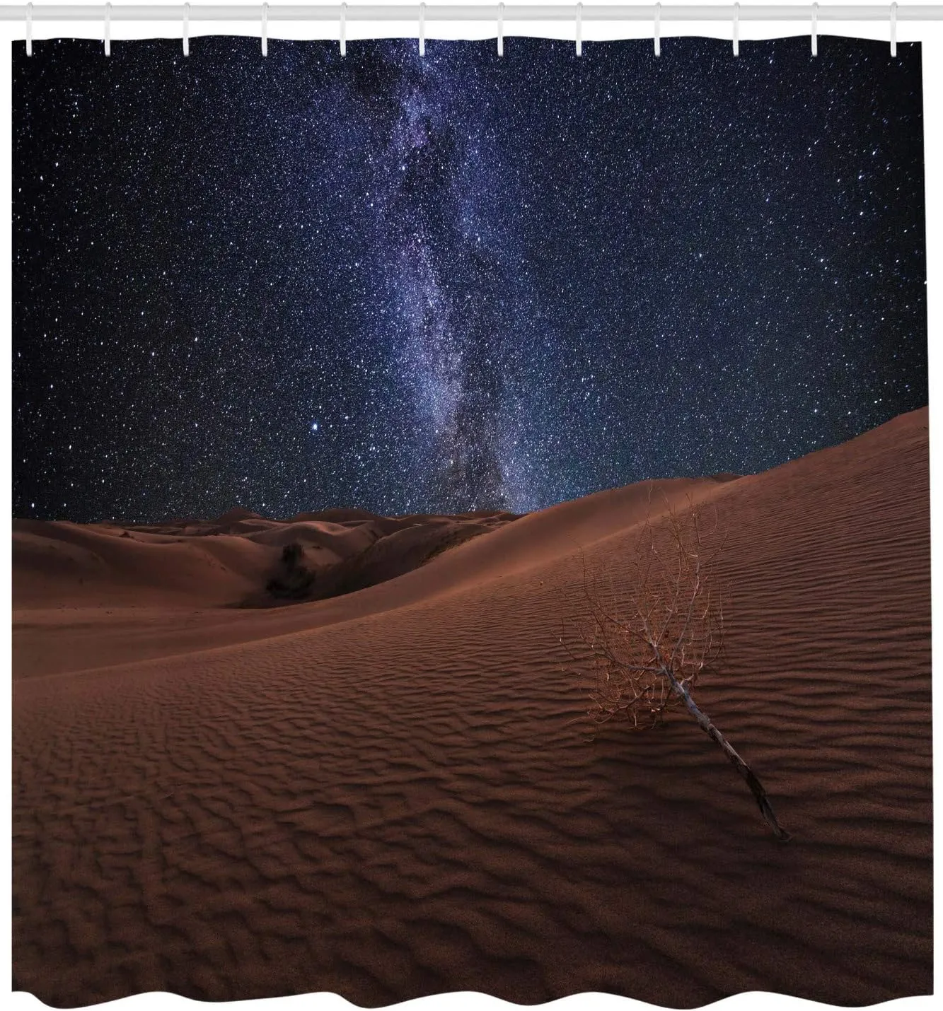 Ambesonne Space Shower Curtain, Life on Mars Themed Surreal Surface of Gobi Desert Dune Oasis Lunar Adventure Photo, Cloth Fabric Bathroom Decor Set with Hooks, 69" W x 70" L, Brown Blue