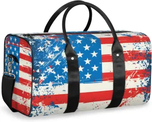 American USA Flag Travel Duffle Bag for Women Men Gym Duffel Foldable Bag Waterproof Weekender 4th of July Duffle Tote