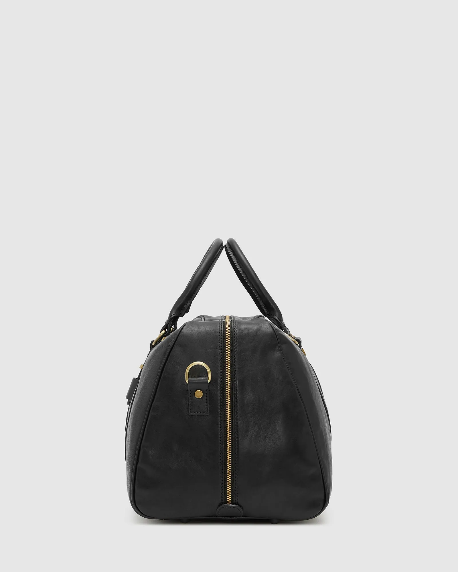 Amerigo Matt Black Leather Weekender Bag
