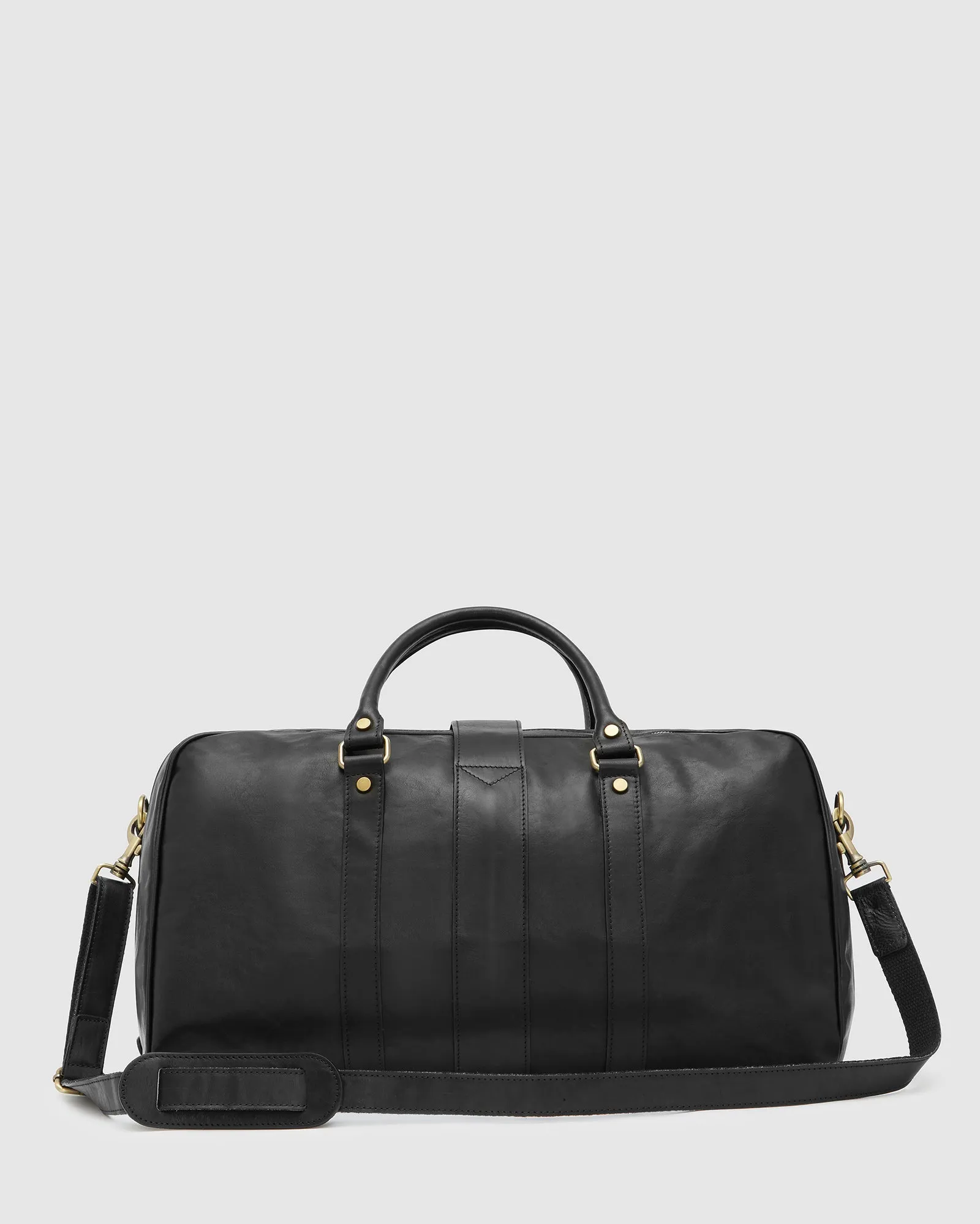 Amerigo Matt Black Leather Weekender Bag