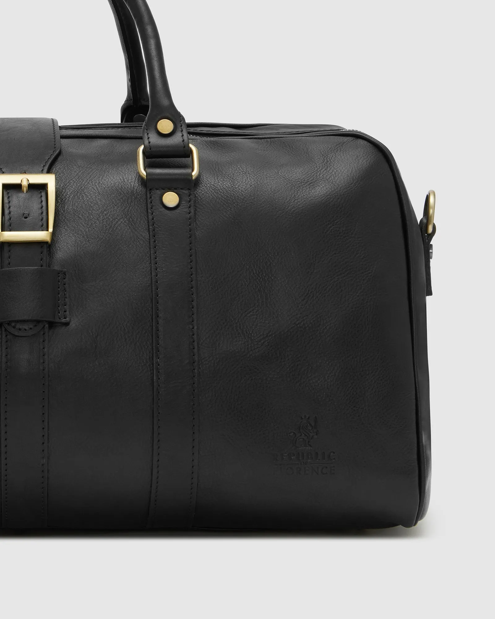 Amerigo Matt Black Leather Weekender Bag