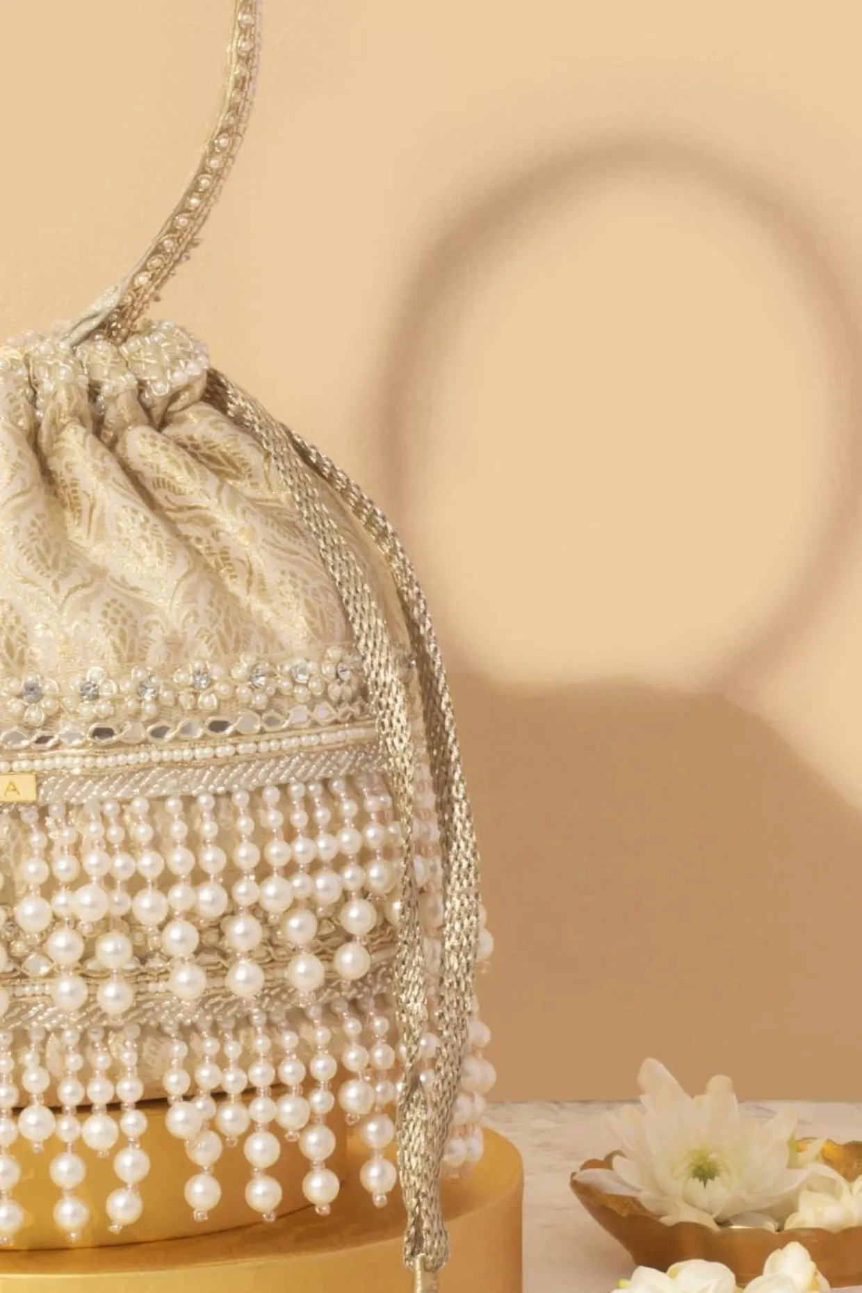 Anahi Embroidered Brocade Bucket Bag