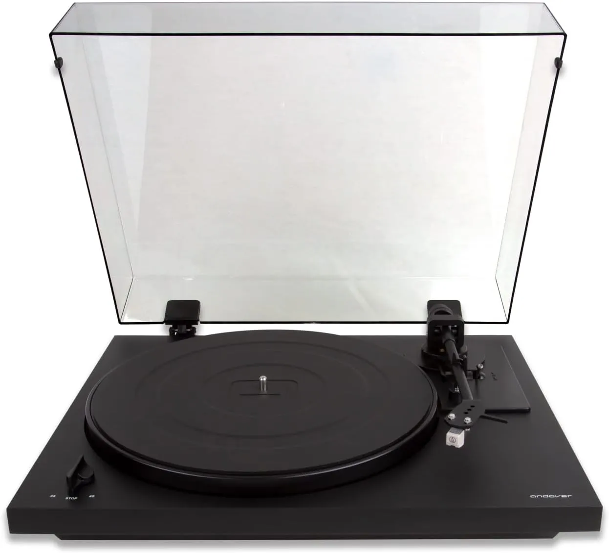 Andover Audio SpinDeck 2 Turntable for Vinyl Record Playback - Semi-Automatic, Beginner-Friendly with Rubber Isolation Feet, Tonearm & Cartridge Included, Pro-Ject & Spinbase Compatible - Black