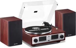 ANGELS HORN High Fidelity Bluetooth Turntable, Vinyl Record Player with Bookshelf Speakers, Built-in Phono Preamp, Belt Drive 2-Speed, Pitch Control, Adjustable Counterweight, AT-3600L