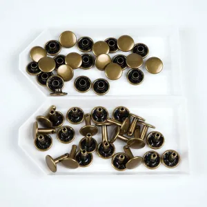 Antique 11mm x 12.7mm Solid Brass Double Cap Rivets 25 Pack