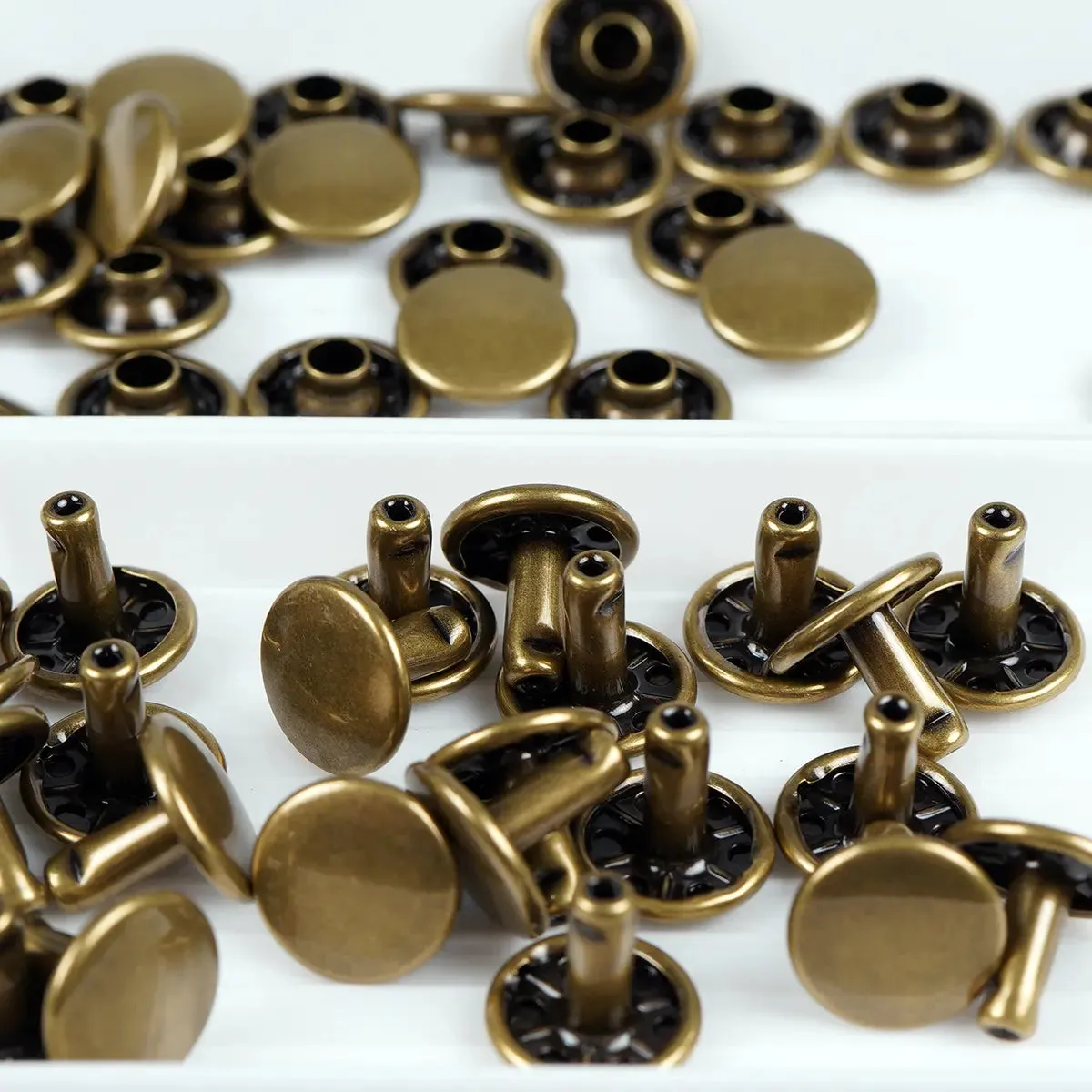 Antique 11mm x 9.5mm Solid Brass Double Cap Rivets 25 Pack