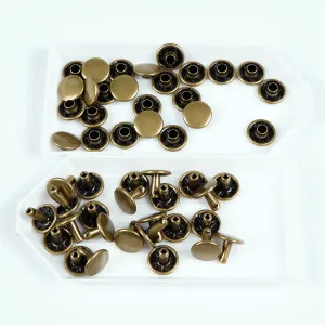 Antique 11mm x 9.5mm Solid Brass Double Cap Rivets 25 Pack
