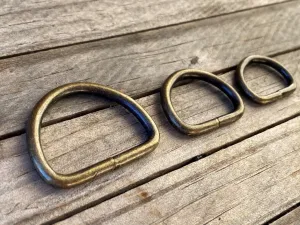 Antique Brass D-Ring – Welded for Strength, Multiple Sizes