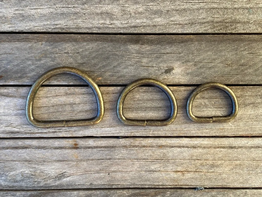 Antique Brass D-Ring – Welded for Strength, Multiple Sizes