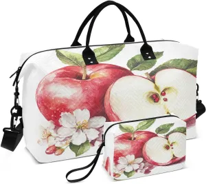 Apples Floral Travel Duffel Bag, Shoulder Weekender Overnight Bags - Large Gym Bag with Wet Pocket