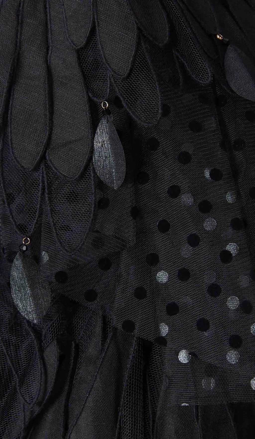 Appliqued Tulle Mini Dress In Black
