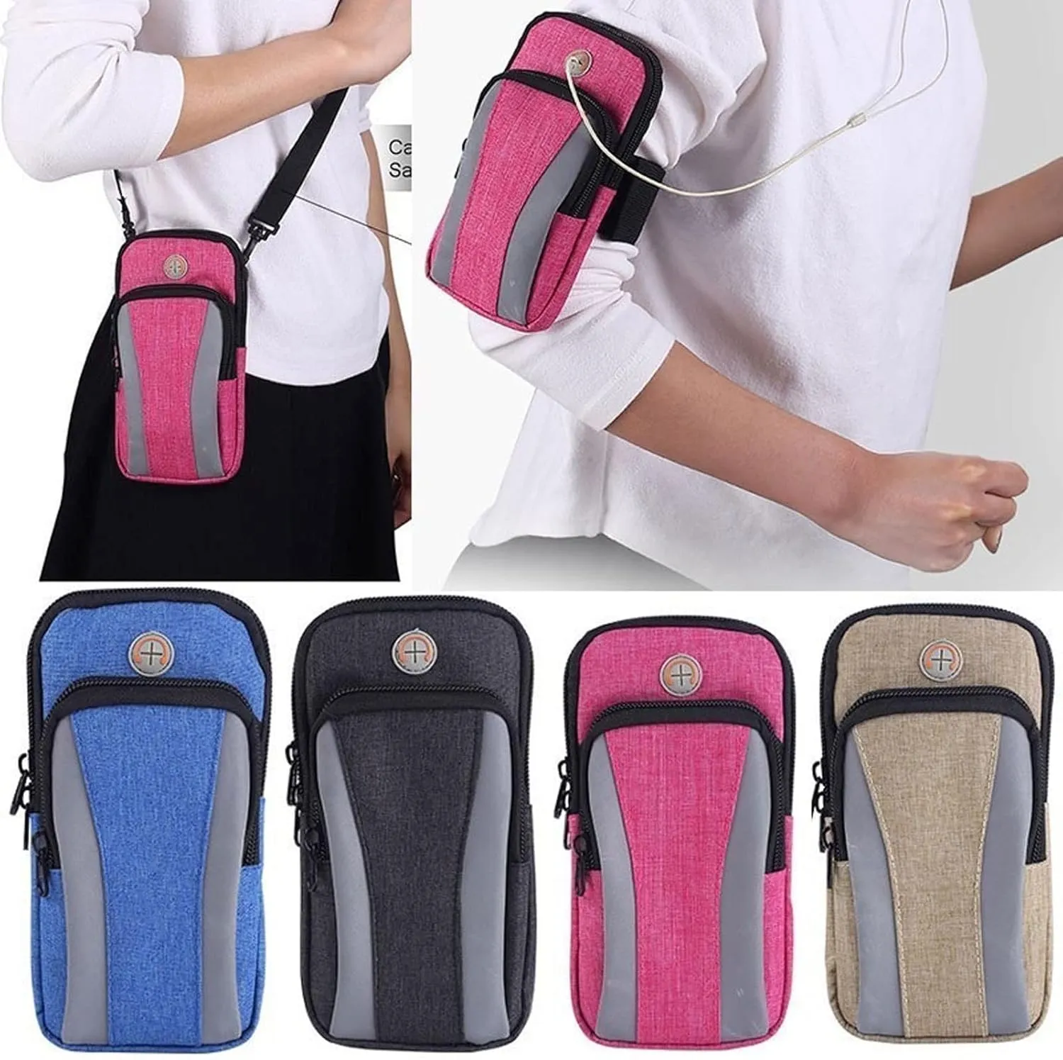 Arm Band for Phone for Running Men Womens Gym Bags for Woman On Hand Crossbody Purse Wrist Arm Band Belt Waist Phone Wallet Case Shoulder Bag for(Pink) (Brass)