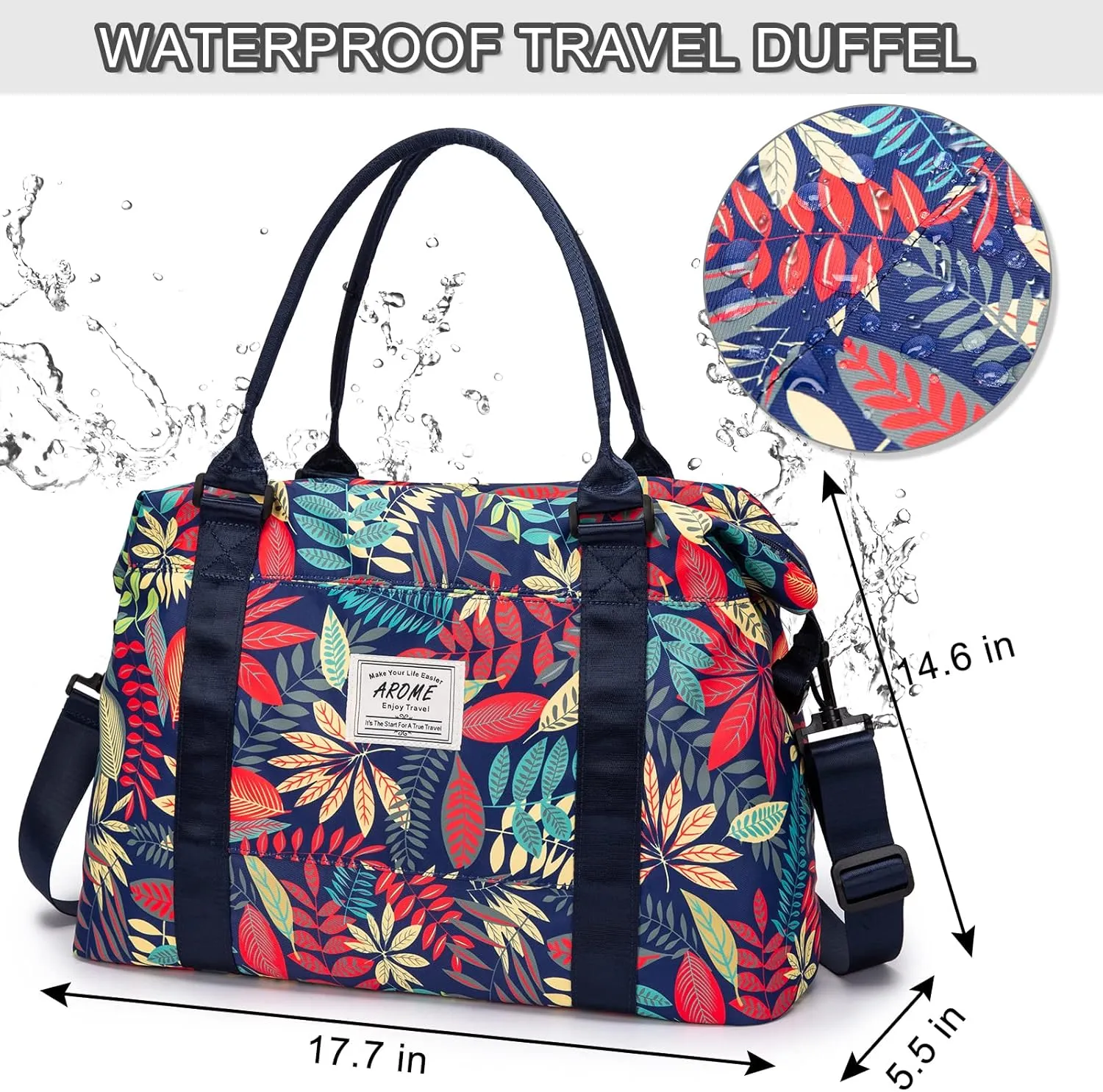 AROME Weekender Bags for Women, Travel Duffel Bag Overnight Weekend Bag Sports Gym Tote Bag with Wet Pocket & Flight Approved