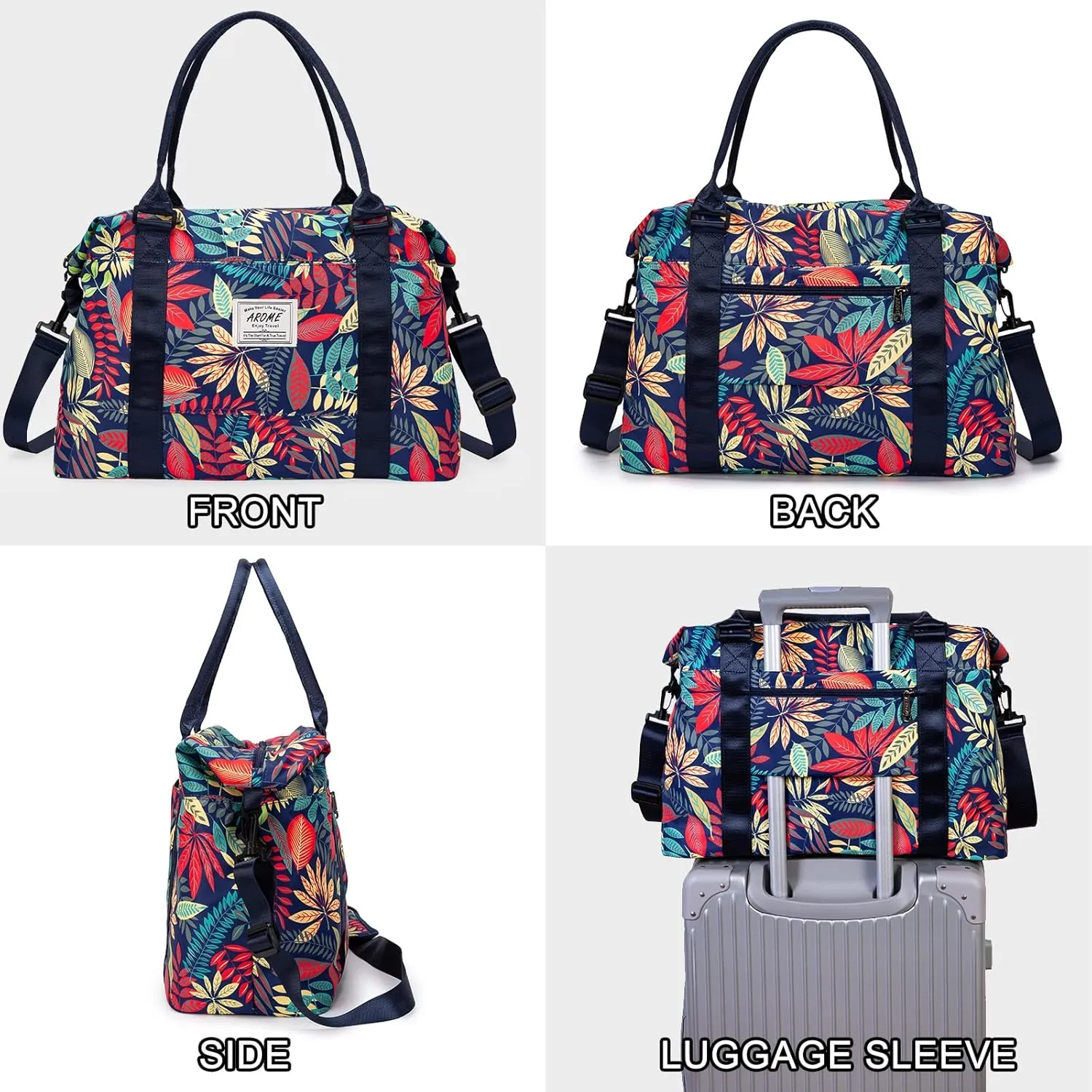 AROME Weekender Bags for Women, Travel Duffel Bag Overnight Weekend Bag Sports Gym Tote Bag with Wet Pocket & Flight Approved