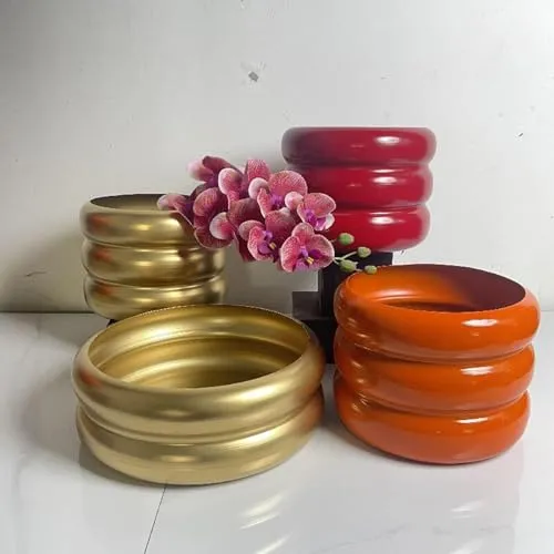 ATORSE Plant Pot Home Furnishing Desktop Ornament Decorative Vase Round Bubble Vase Red