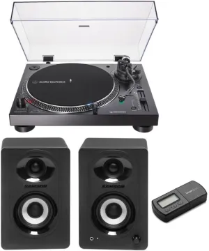 Audio-Technica AT-LP120X-USB USB Turntable (Black) with Knox Gear Powered Bluetooth Bookshelf Speaker Bundle (2 Items)