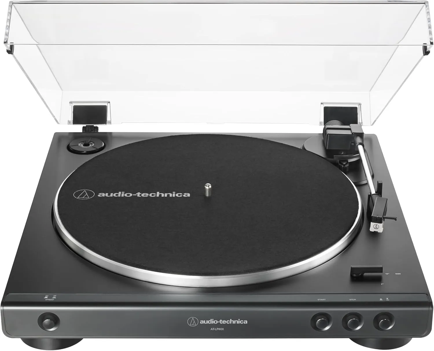 Audio-Technica AT-LP60X-BK Fully Automatic Belt-Drive Stereo Turntable, Black, Hi-Fidelity, Plays 33 -1/3 and 45 RPM Vinyl Records, Dust Cover, Anti-Resonance, Die-Cast Aluminum Platter