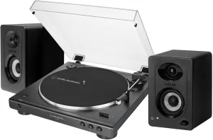 Audio-Technica AT-LP60XBT Bluetooth Stereo Turntable (Black) Bundle with 3' Powered Bluetooth Studio Monitors - Pair (2 Items)