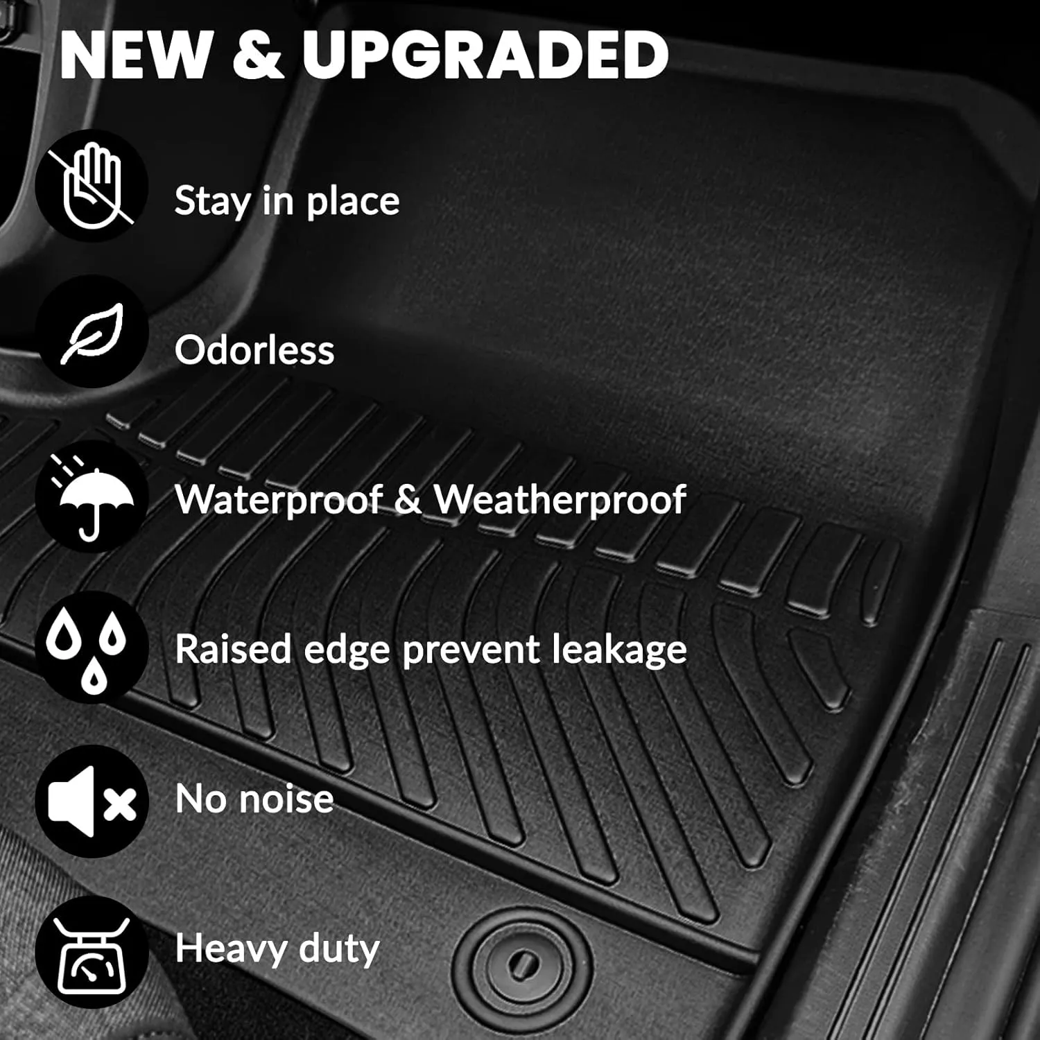 Auxko All Weather Floor Mats & Cargo Liner with Backrest Protector Fit for 2025-2021 Jeep Grand Cherokee L 6 Seat (2nd Bucket Seat) Odorless Liners Accessories Black