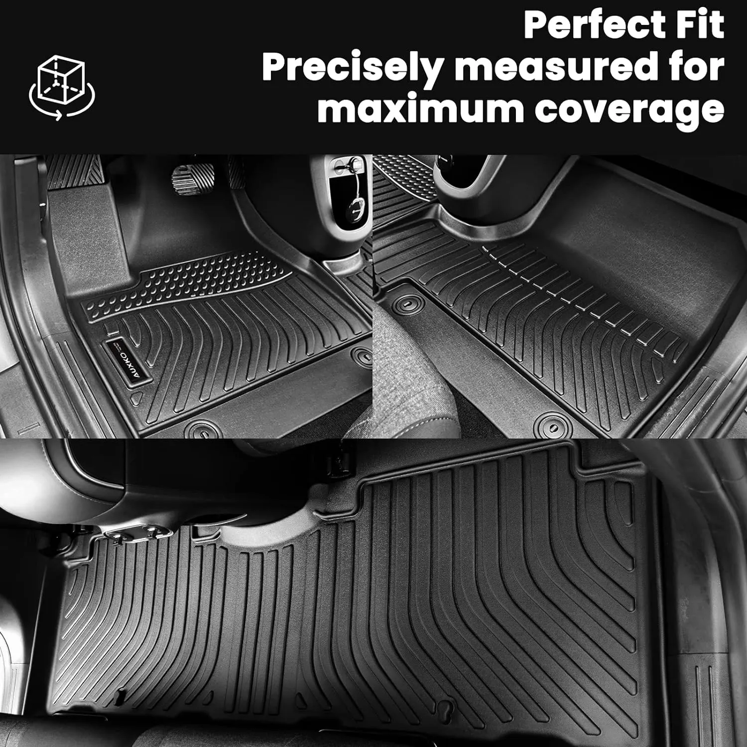 Auxko All Weather Floor Mats & Cargo Liner with Backrest Protector Fit for 2025-2021 Jeep Grand Cherokee L 6 Seat (2nd Bucket Seat) Odorless Liners Accessories Black