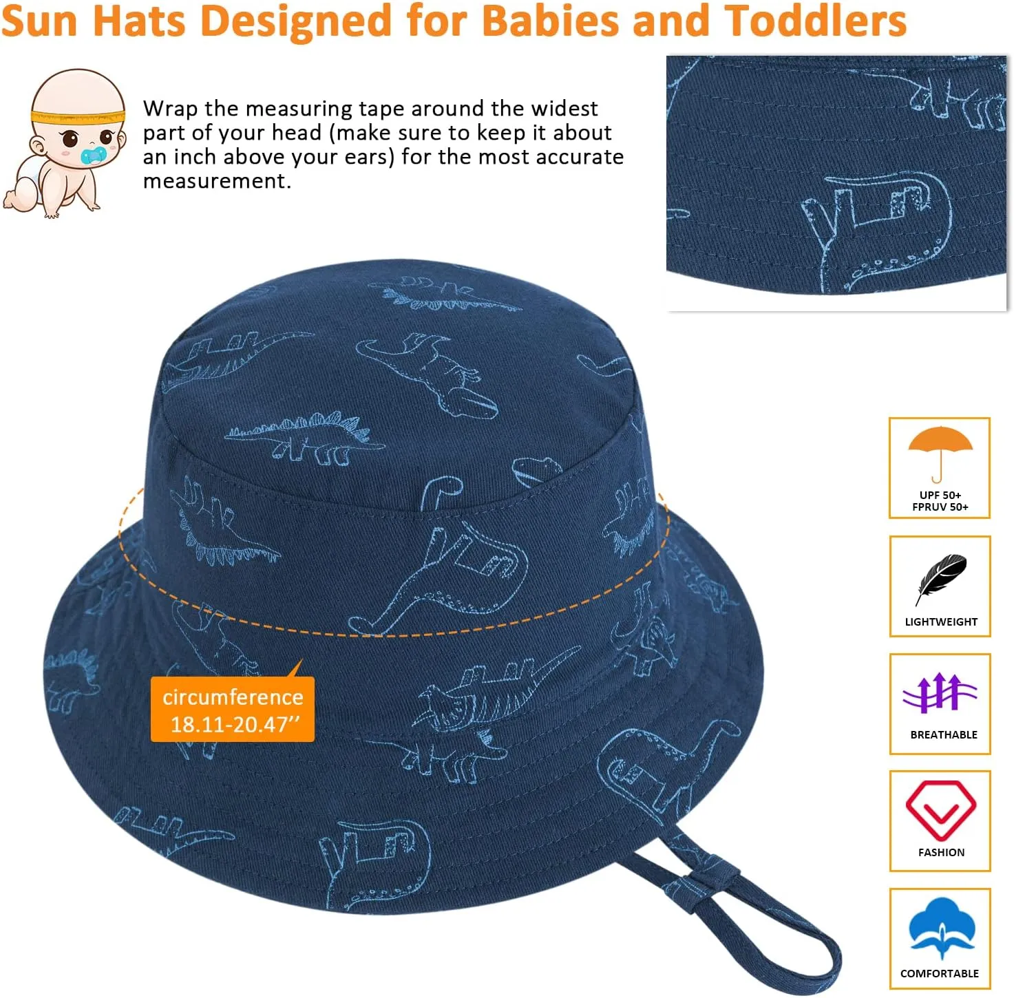 Baby Boy Sun Hat, Summer Beach UPF 50  Sun Protection Hats, Toddler Kids Wide Brim Sun Hats Cap