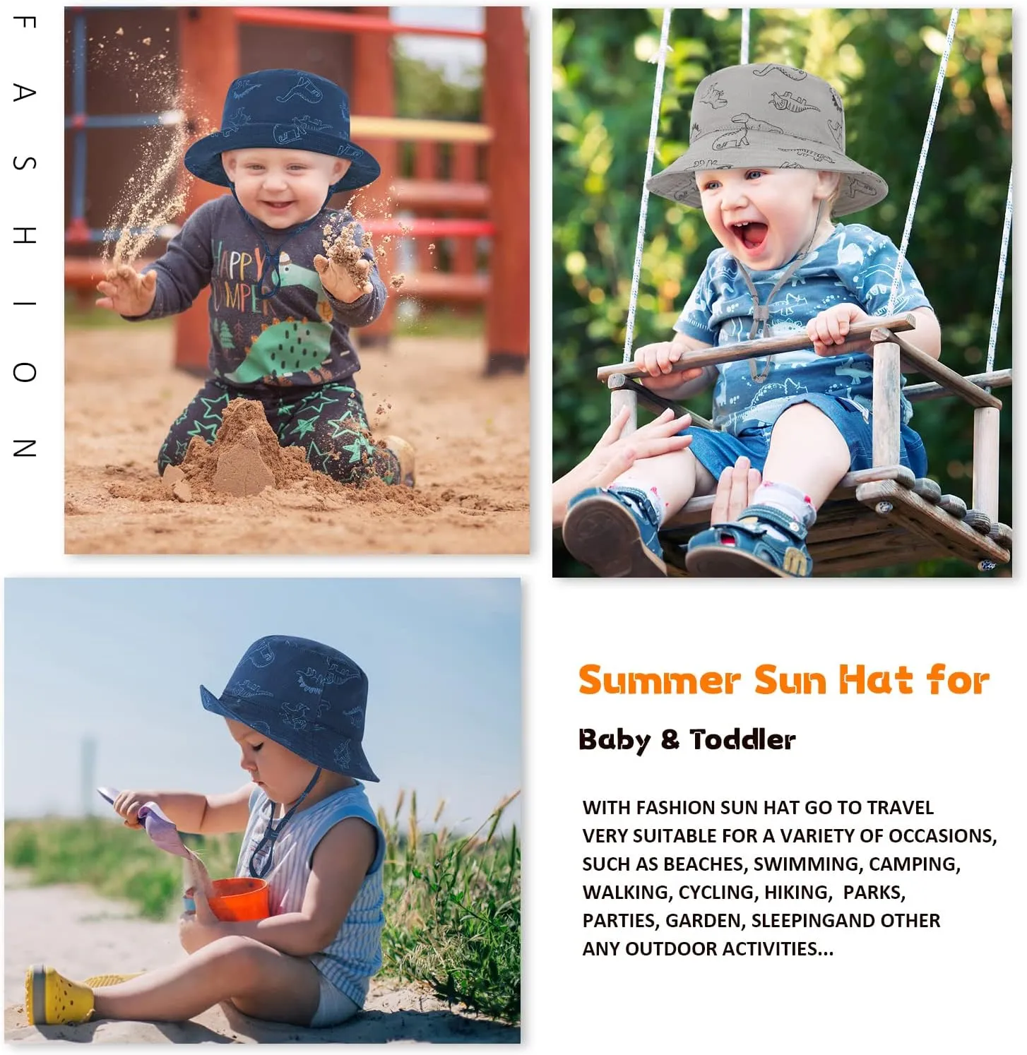 Baby Boy Sun Hat, Summer Beach UPF 50  Sun Protection Hats, Toddler Kids Wide Brim Sun Hats Cap
