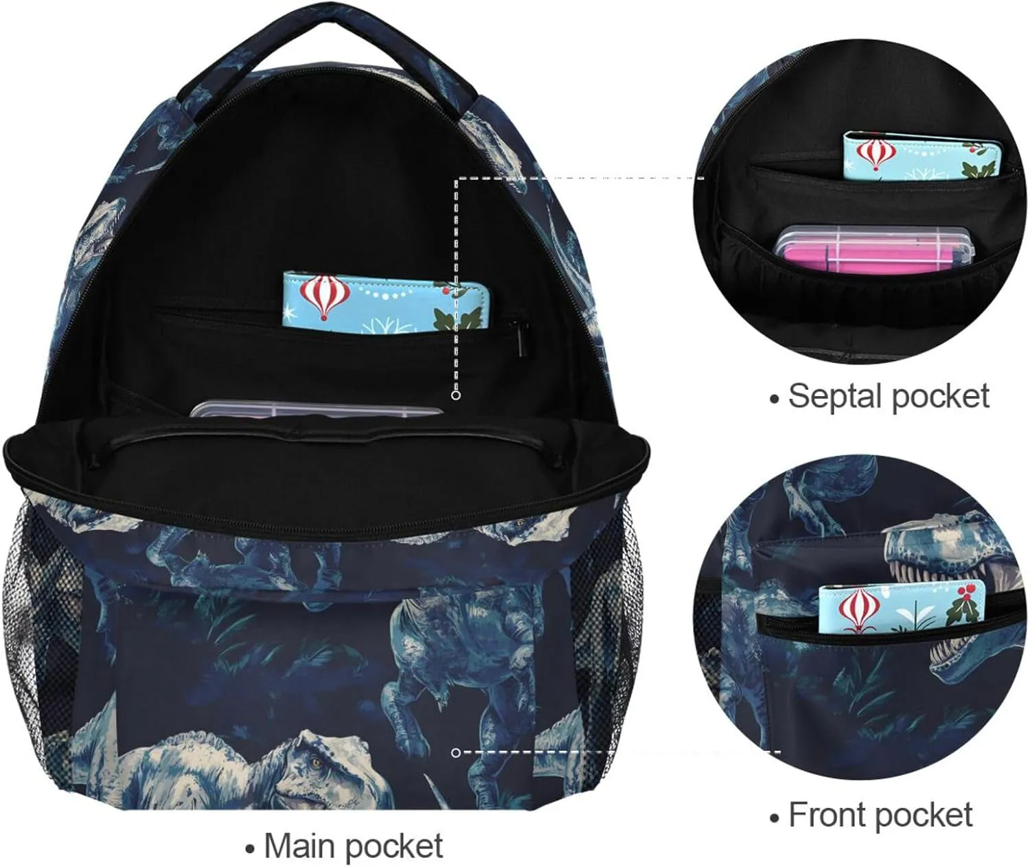 Backpack for Unisex Adult Waterproof Diaper Bag Backpack with Chest Strap for Business Work College Travel Trip Beauty Dinosaurs