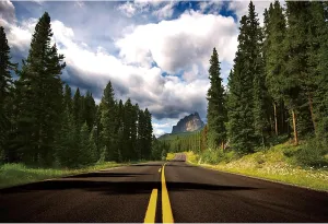 Baocicco 10x8ft Road Trip Backdrop Highway Blue Sky White Clouds Mountain Road Photography Background Road Wedding Ceremony Road Trip Party Racing Competition Autumn Festival Adults Photo Props
