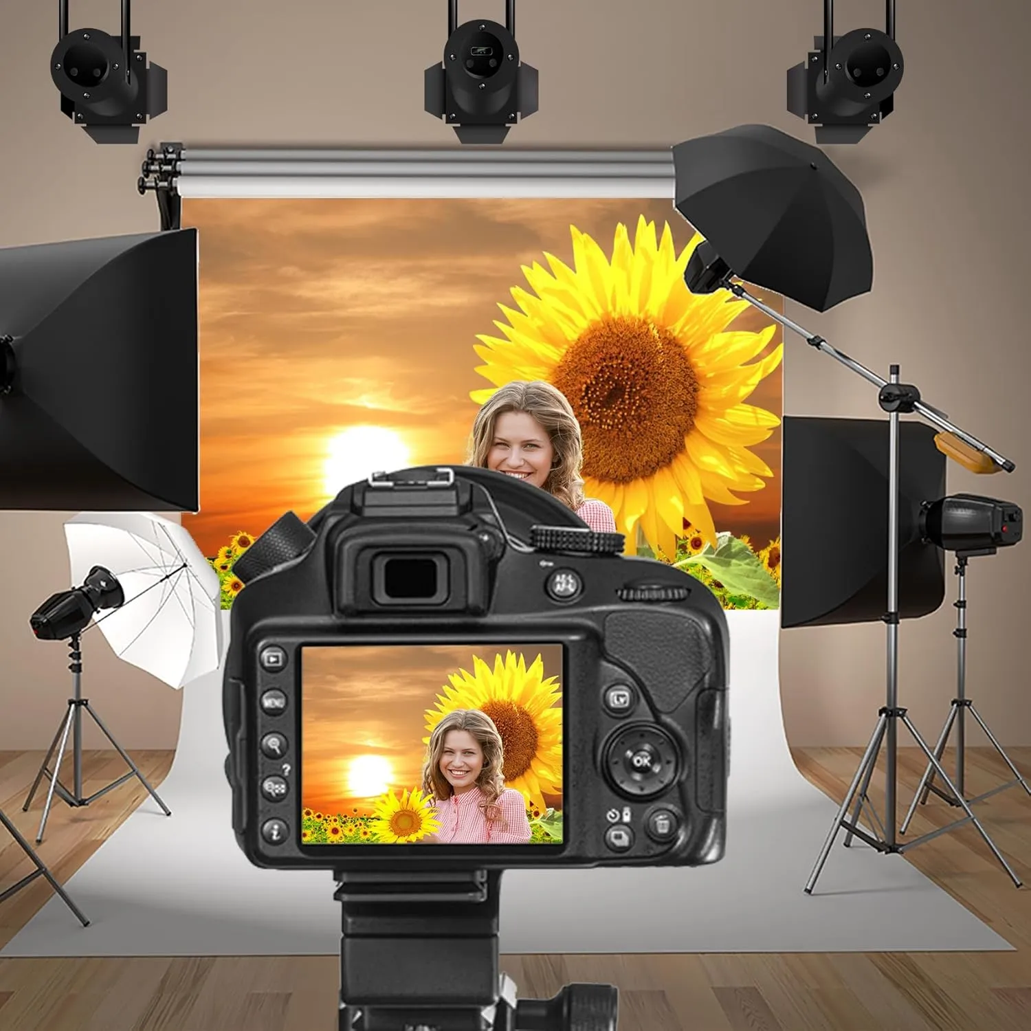 Baocicco 7x5ft Sunflowers Backdrop for Photography Sunrise Sunset Flower Field Floral Outdoor Photography Background Birthday Holiday Party Wedding Baby Shower Newborn for Kids Adults Props Video