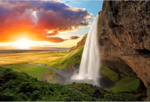 Baocicco 7x5ft Vinyl Seljalandsfoss Backdrops for Photography Background Waterfall Landscape in Iceland Famous Tourist Attractions Vacation Holiday Party Children Adults Portraits Photo Studio