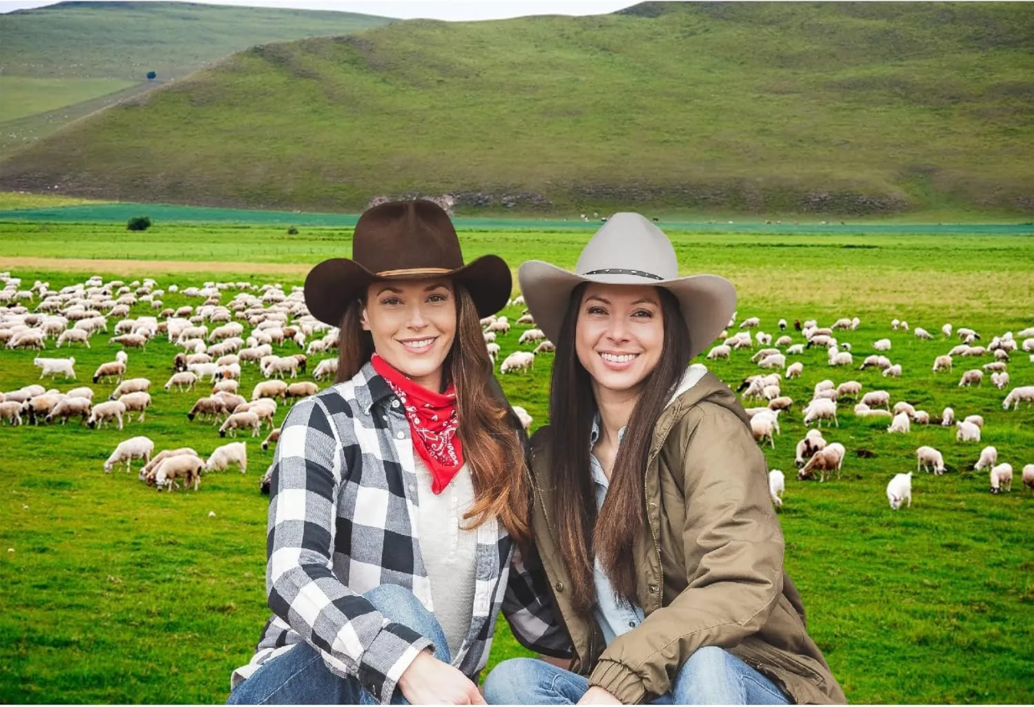 Baocicco Green Prairie Flock of Sheep Backdrop 15x10ft Photography Background Pasture Green Grass Meadow Land Shepherd Animal Husbandry Children Holiday Tour Trip Wedding Shooting