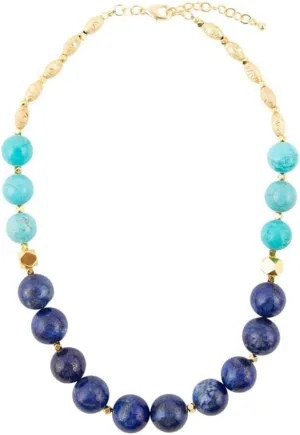 Barse Jewelry Blue Lapis and Magnesite Golden Necklace