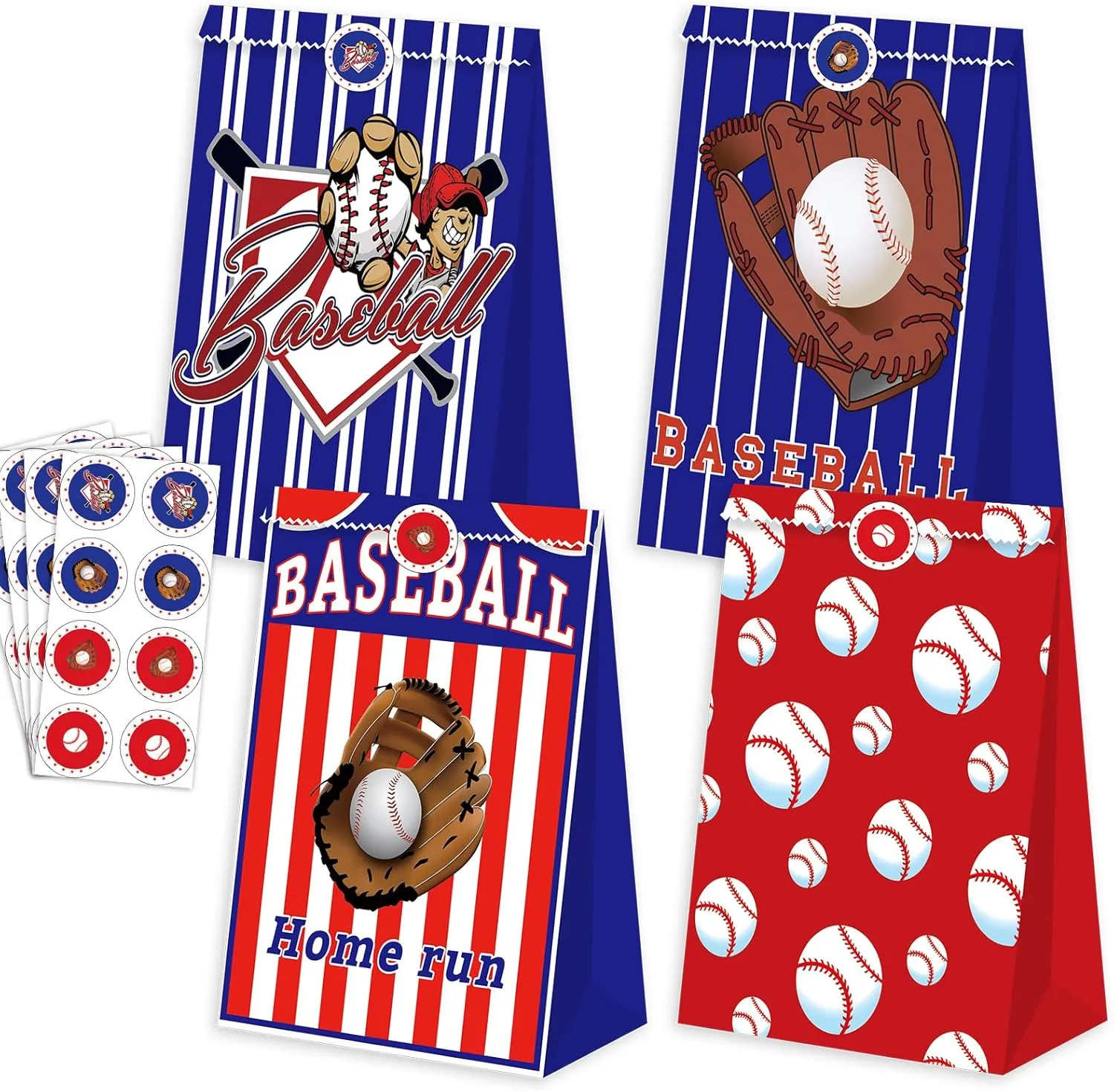 Baseball Party Bags - 24 Treat Bags for Kids' Snacks and Candy