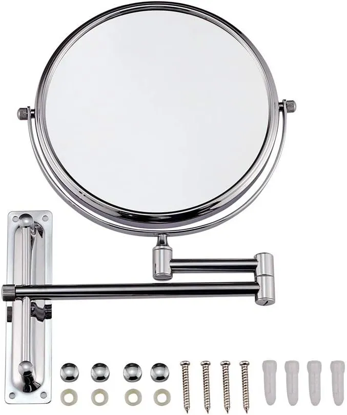 Bathroom Makeup Mirrors Wall Mounted Brass Double Sided 360° Swivel Magnifying Vanity Shaving Extendable Adjustable (Color : 10x)
