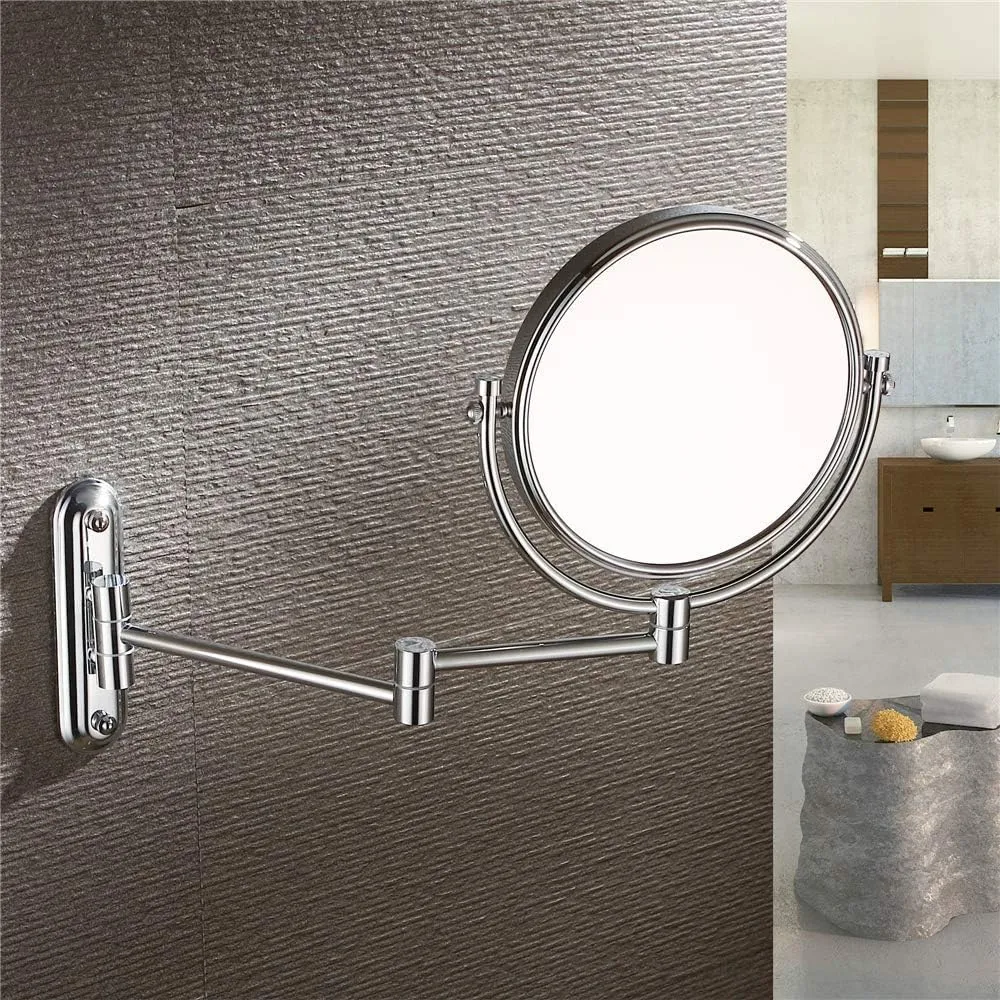 Bathroom Makeup Mirrors Wall Mounted Brass Double Sided Swivel Chrome Magnifying Vanity Shaving Extendable Adjustable(5X)