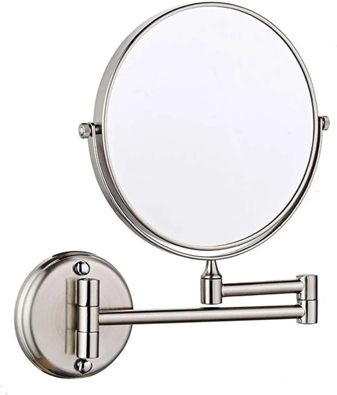 Bathroom Mirror, Makeup Mirror Wall Mounted Bathroom Mirror 8 Inch Lound Makeup Mirror Double-Sided Cosmetic Mirror 360 Rotation(Zirconium Gold,7X)