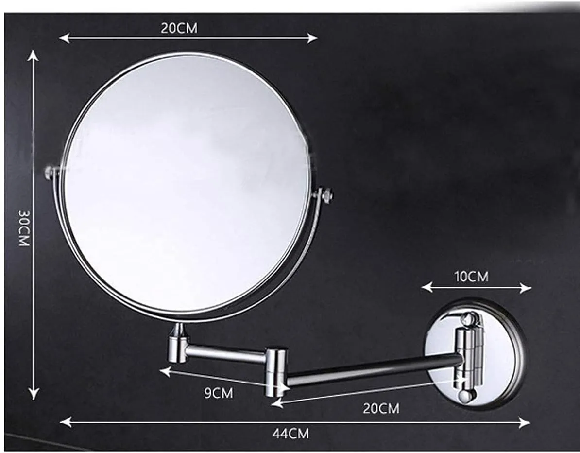 Bathroom Mirror, Makeup Mirror Wall Mounted Bathroom Mirror 8 Inch Lound Makeup Mirror Double-Sided Cosmetic Mirror 360 Rotation(Zirconium Gold,7X)