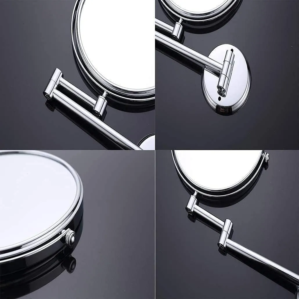 Bathroom Mirror, Makeup Mirror Wall Mounted Bathroom Mirror 8 Inch Lound Makeup Mirror Double-Sided Cosmetic Mirror 360 Rotation(Zirconium Gold,7X)