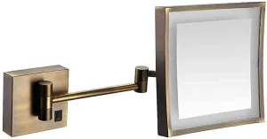 Bathroom Mirror, Wall-Mounted Makeup Mirror Three Double Side Side Square Vanity Heart Mirror Stretched Built-in Lithium Battery