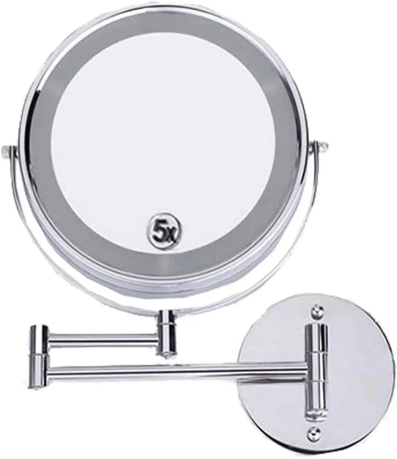 Bathroom Vanity Mirrors Led Makeup Mirror 5X Magnifying Wall Mount Makeup Shaving Bathroom Vanity Mirror 8 .5Inch 2-Sided
