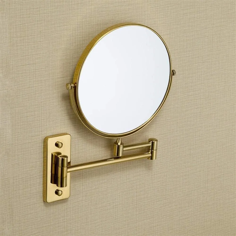 Bathroom Wall-Mounted 3 Times Magnifying Glass Gold-Plated Makeup Mirror Retractable Rotating Folding Mirror