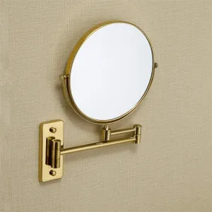Bathroom Wall-Mounted 3 Times Magnifying Glass Gold-Plated Makeup Mirror Retractable Rotating Folding Mirror