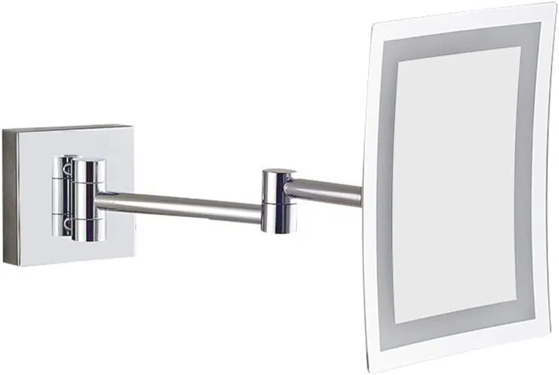 Bathroom Wall-Mounted Makeup Mirror Foldable Telescopic Rotating Metal Copper Square Cosmetic Mirror 8 Inches