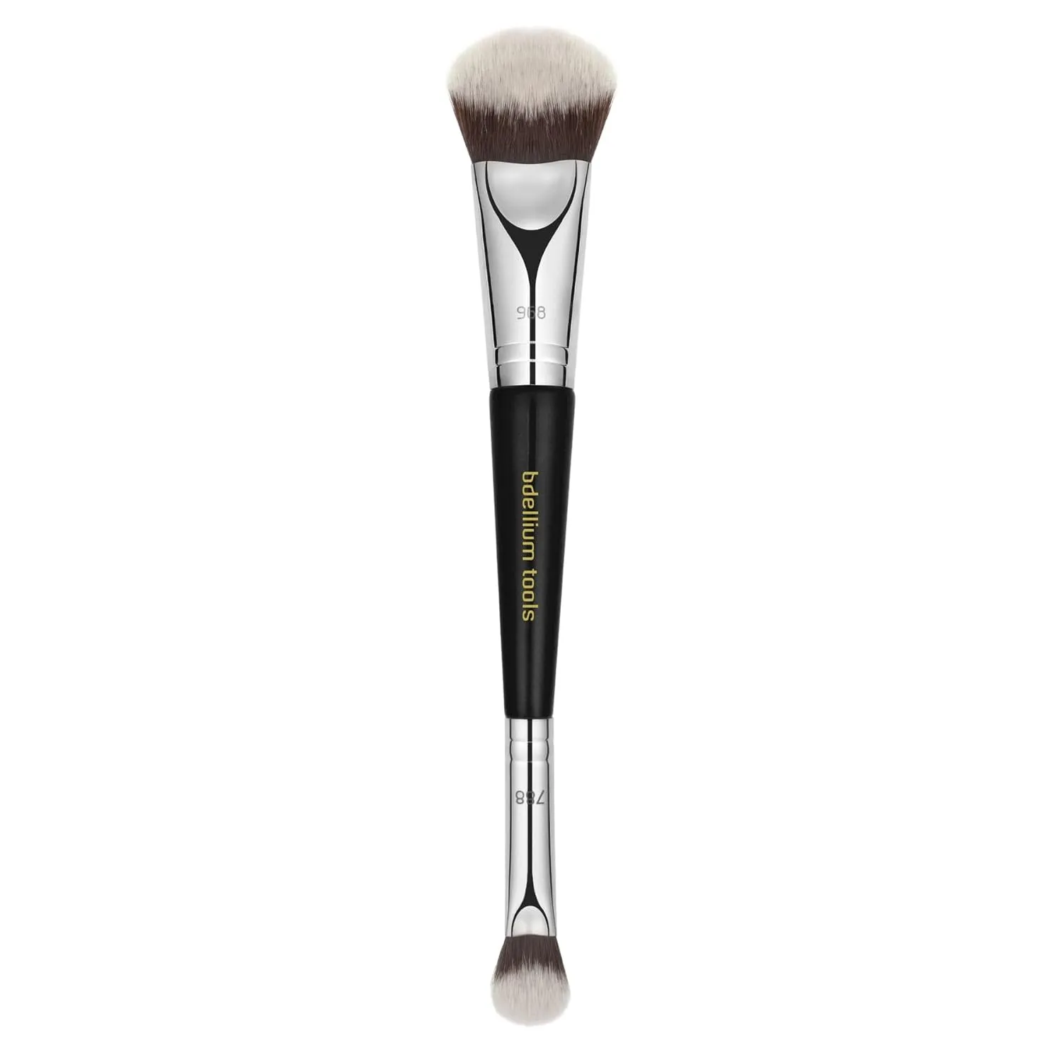Bdellium Tools Professional Makeup Brush - Maestro Series 969 Double-ended BDHD Phase II/Phase III - With All-Vegan Synthetic Fibers, For Versatile Application and Blending (Black, 1pc)