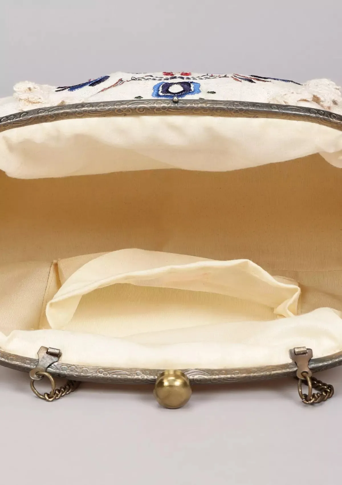 Beige Handheld Clutch and Sling Bag