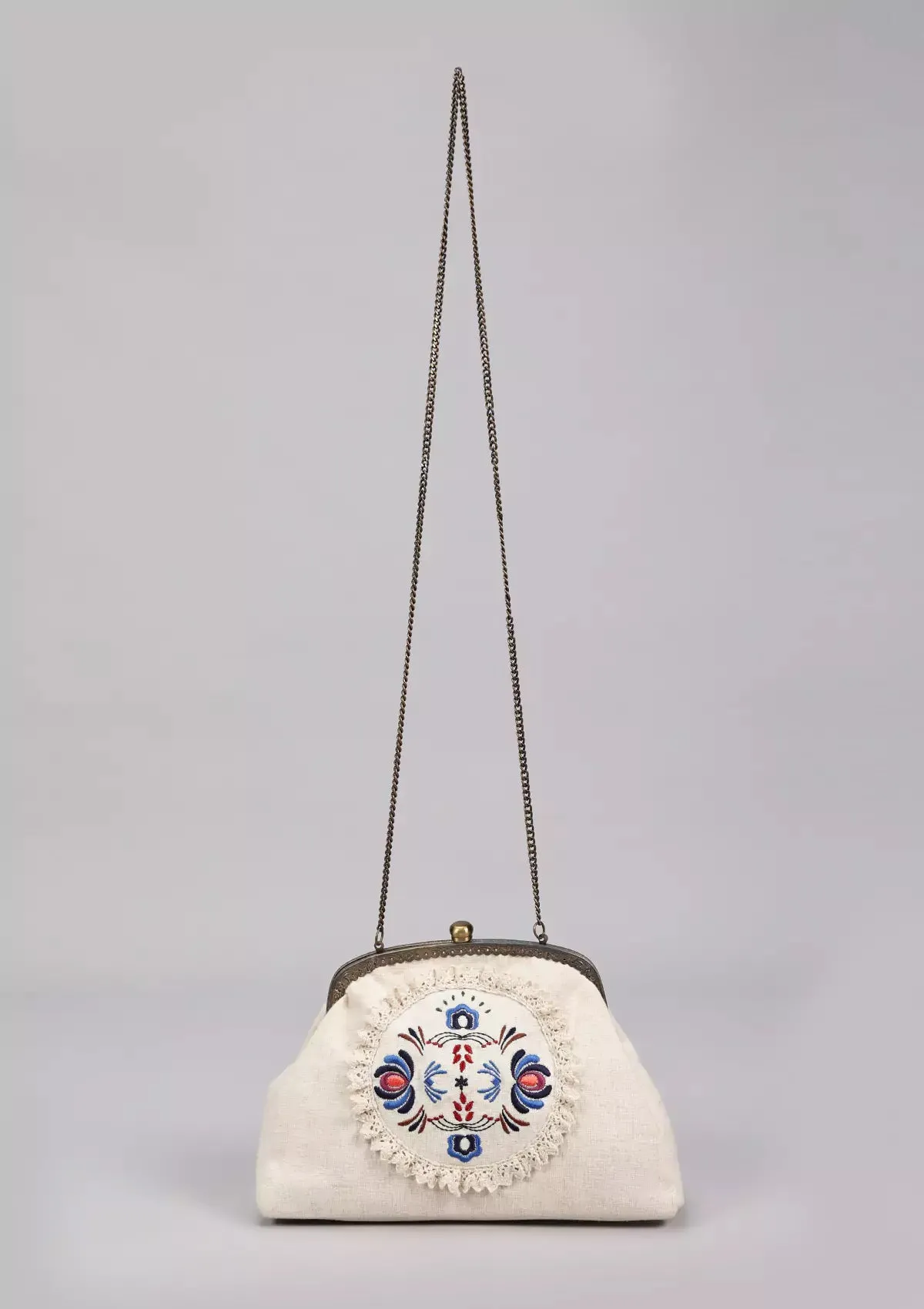 Beige Handheld Clutch and Sling Bag
