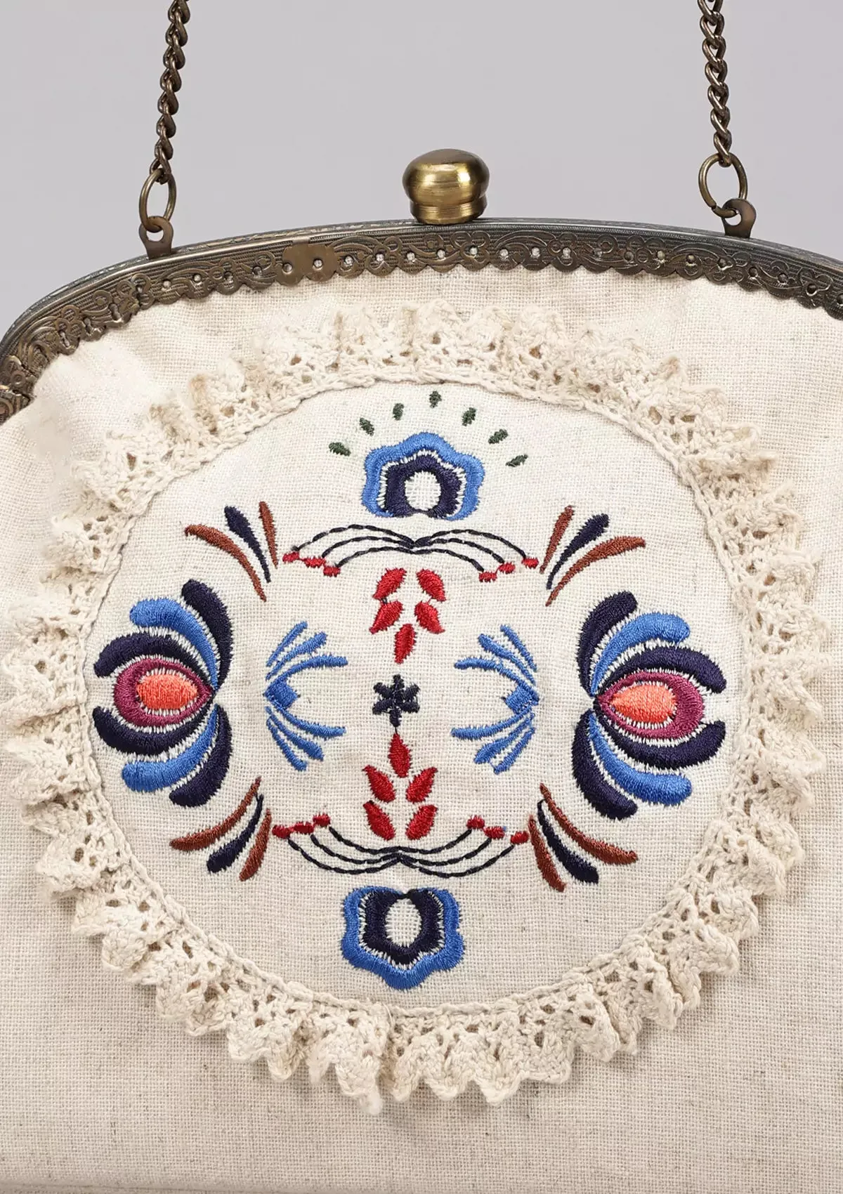 Beige Handheld Clutch and Sling Bag