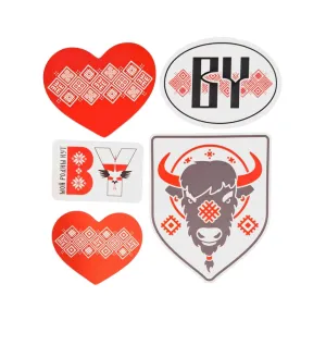 Belarus Vinyl Sticker Set - white-red-white Belarusian folk ornament.