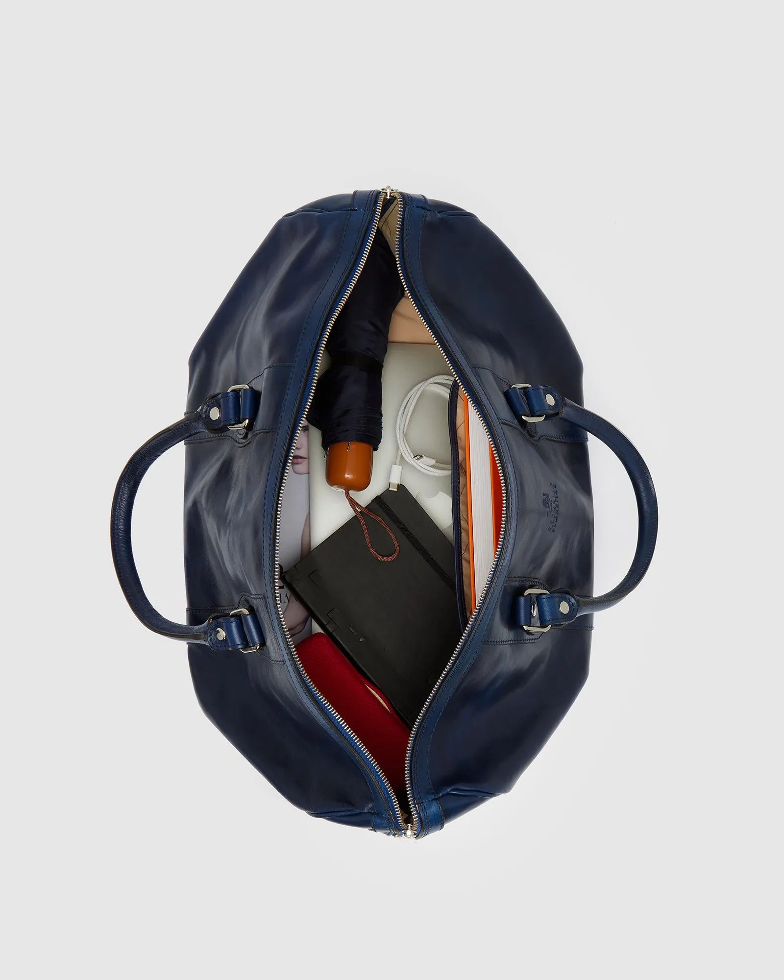 Beltrami Blue - Leather Weekender Cabin Bag